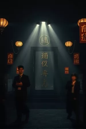 《雾港谜案》剧集海报，深夜码头集装箱与探照灯光束